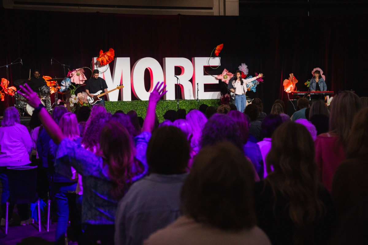 The MORE worship band and audience